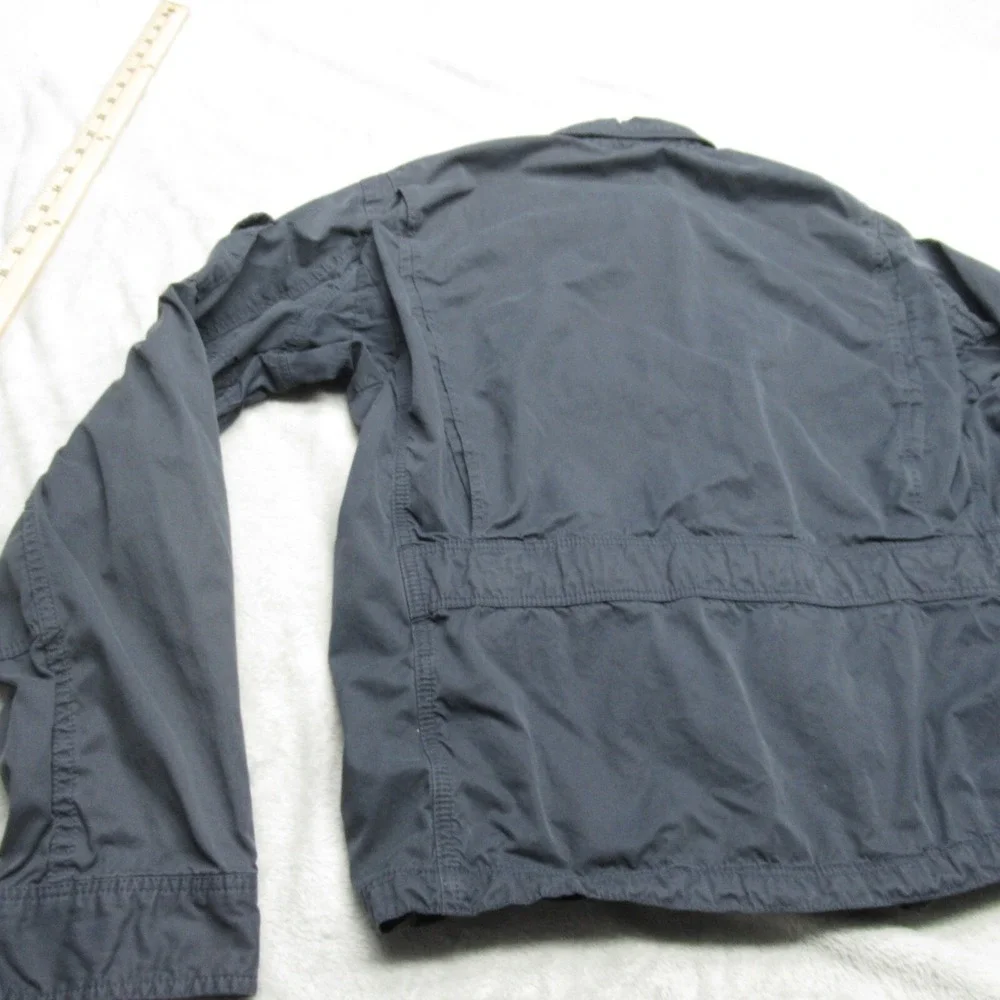 J Crew Jacket Women Large Blue Pockets Cotton Twill Quad Full Zip Field Utility